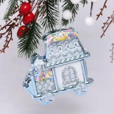 Ёлочная игрушка «Пряничная машина» 9,5*2*10,5 см, голубой