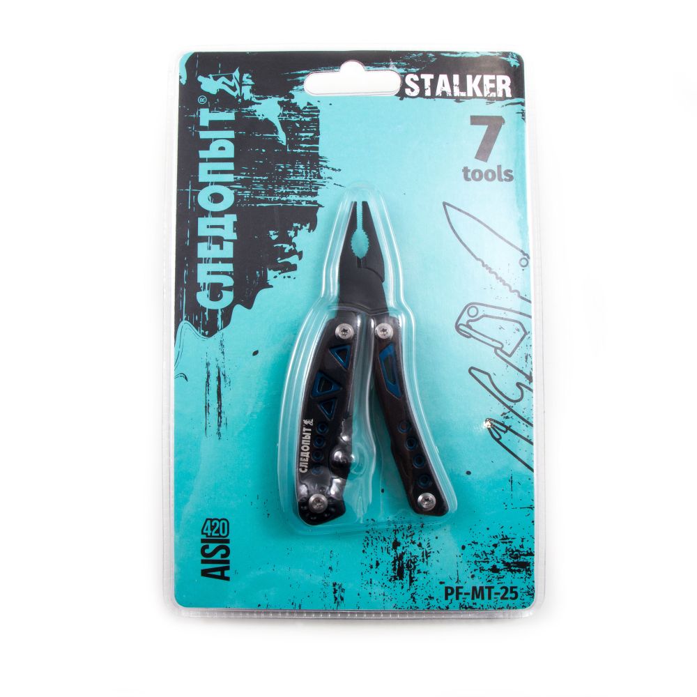 Мультитул (плоскогубцы) &quot;СЛЕДОПЫТ-STALKER&quot;, 78х36х20 мм, 7 предметов, в чехле, в коробке/40/20/100