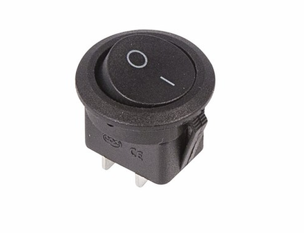 438 Выключатель клавишный круглый 250V 6A (2c) ON-OFF черный