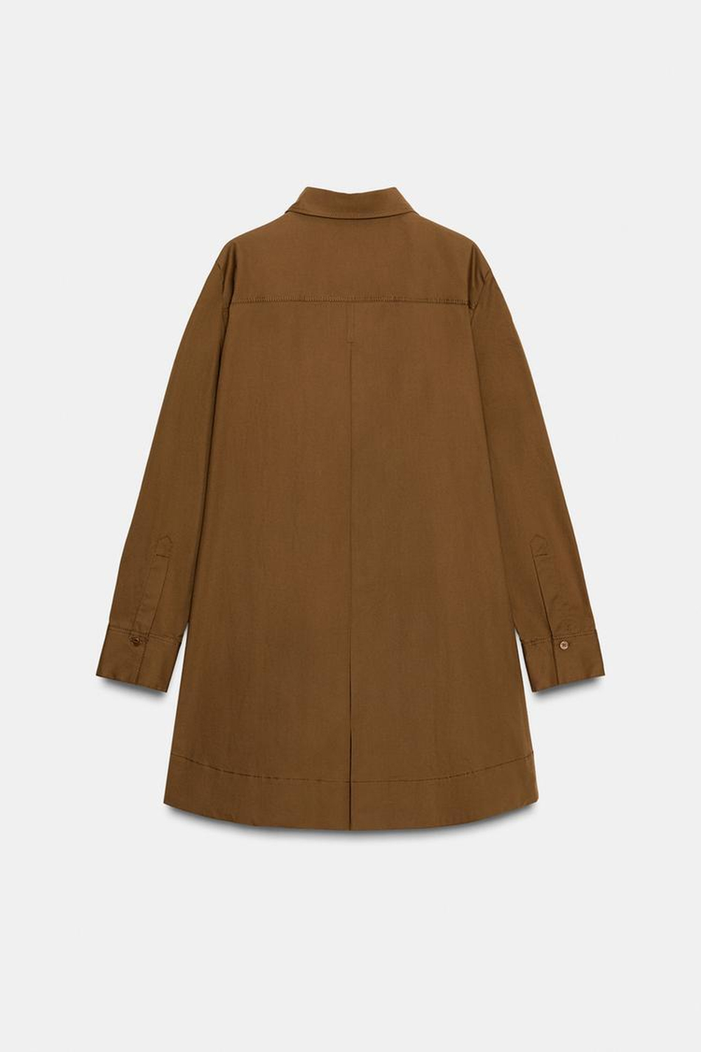 ZARA ПЛАТЬЕ-РУБАШКА ИЗ ПОПЛИНА — ZW COLLECTION, РЫЖЕВАТО-КОРИЧНЕВЫЙ МЕЛАНЖ