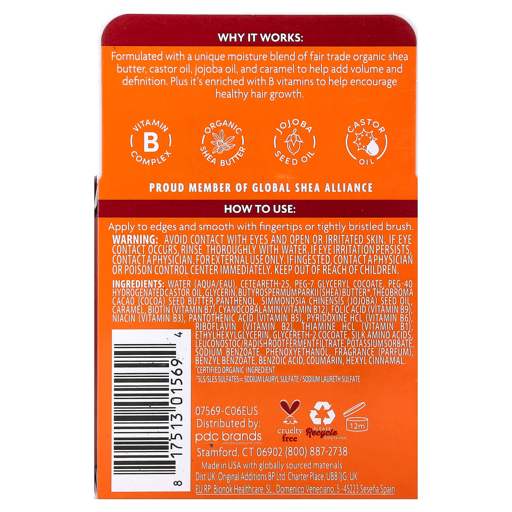 Cantu, Edge Stay Gel™, масло ши, для повышенной фиксации, 64 г (2,25 унции)