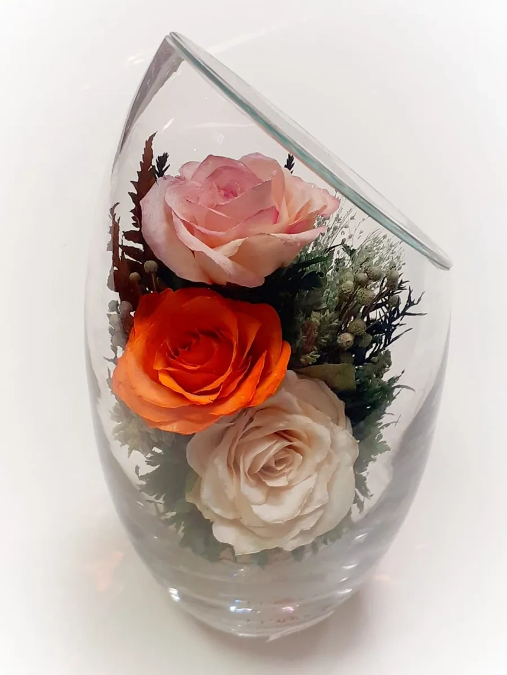 натуральные цветы в стекле, вакуум