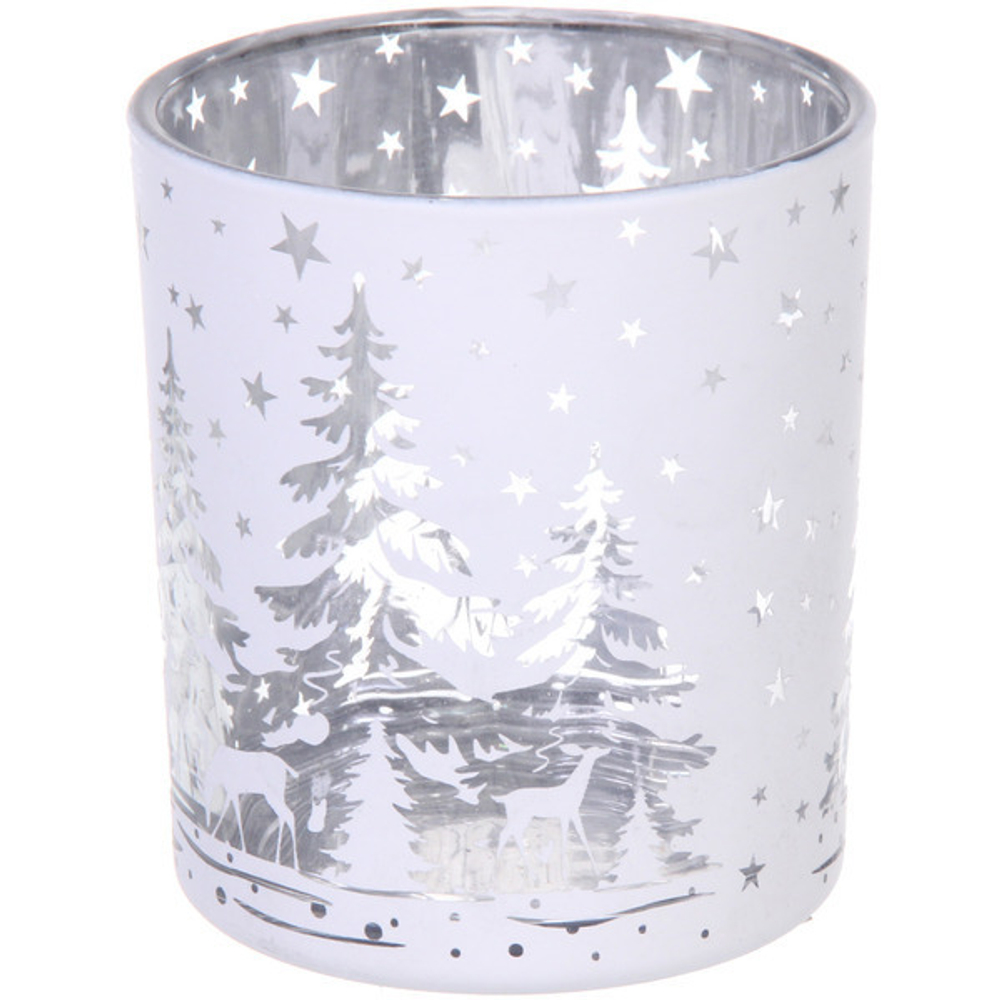 Подсвечник «Снежный лес» 7*7,8 см, Белый