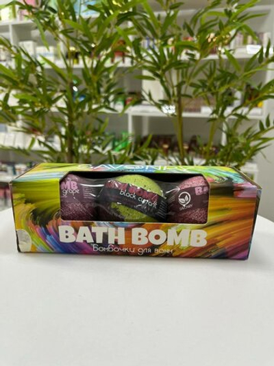 SAVONRY Набор бурлящих бомбочек для ванны BATH BOMB(3 шт) (ВИШНЯ-СМОРОДИНА-ВИНОГРАД)