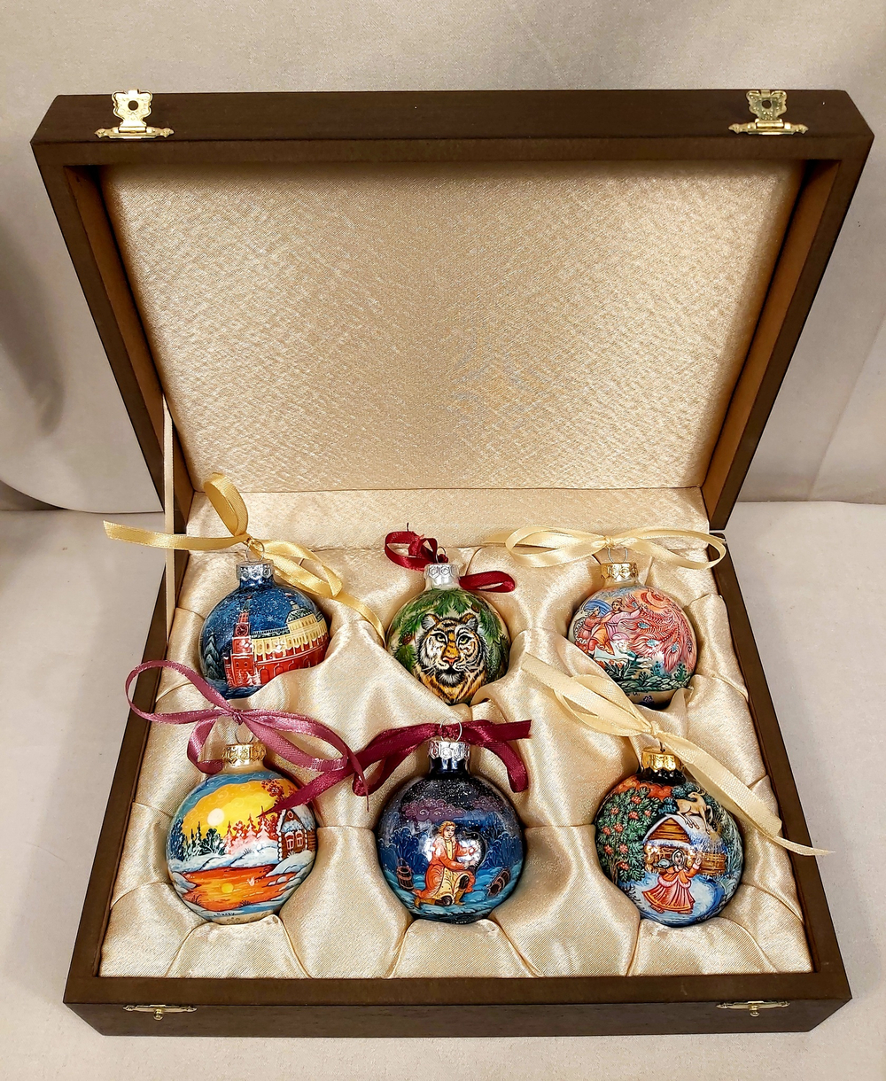 Набор елочных шаров  с ручной росписью Палех  "Новогодний"