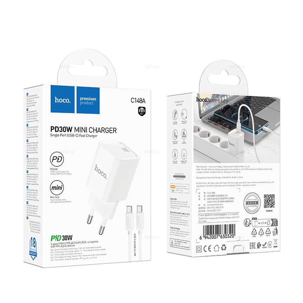 Зарядное устройство для Type-C Hoco C148A PD30W (white)