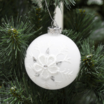 Шар новогодний 1шт 8см "Снежинка белая" SYBLQA-0523058