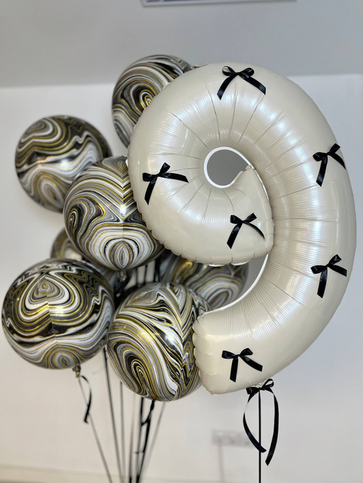 Воздушные шары сферы Агат песок/золото/черный/мрамор №3428