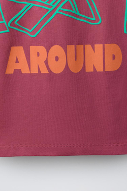 ZARA ФУТБОЛКА С НАДПИСЬЮ, ЦВЕТ ФУКСИИ