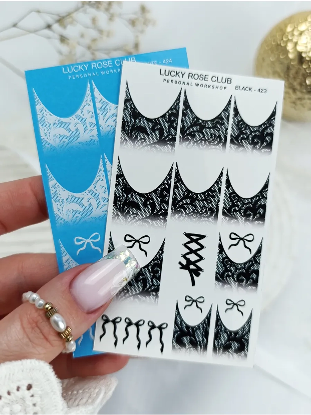 Lucky Rose Слайдеры наклейки для длинных ногтей 424