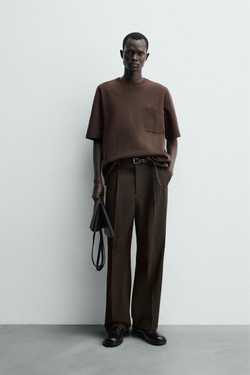 ZARA ТЕХНИЧЕСКАЯ ТОЛСТОВКА С КАРМАНОМ, КОРИЧНЕВЫЙ