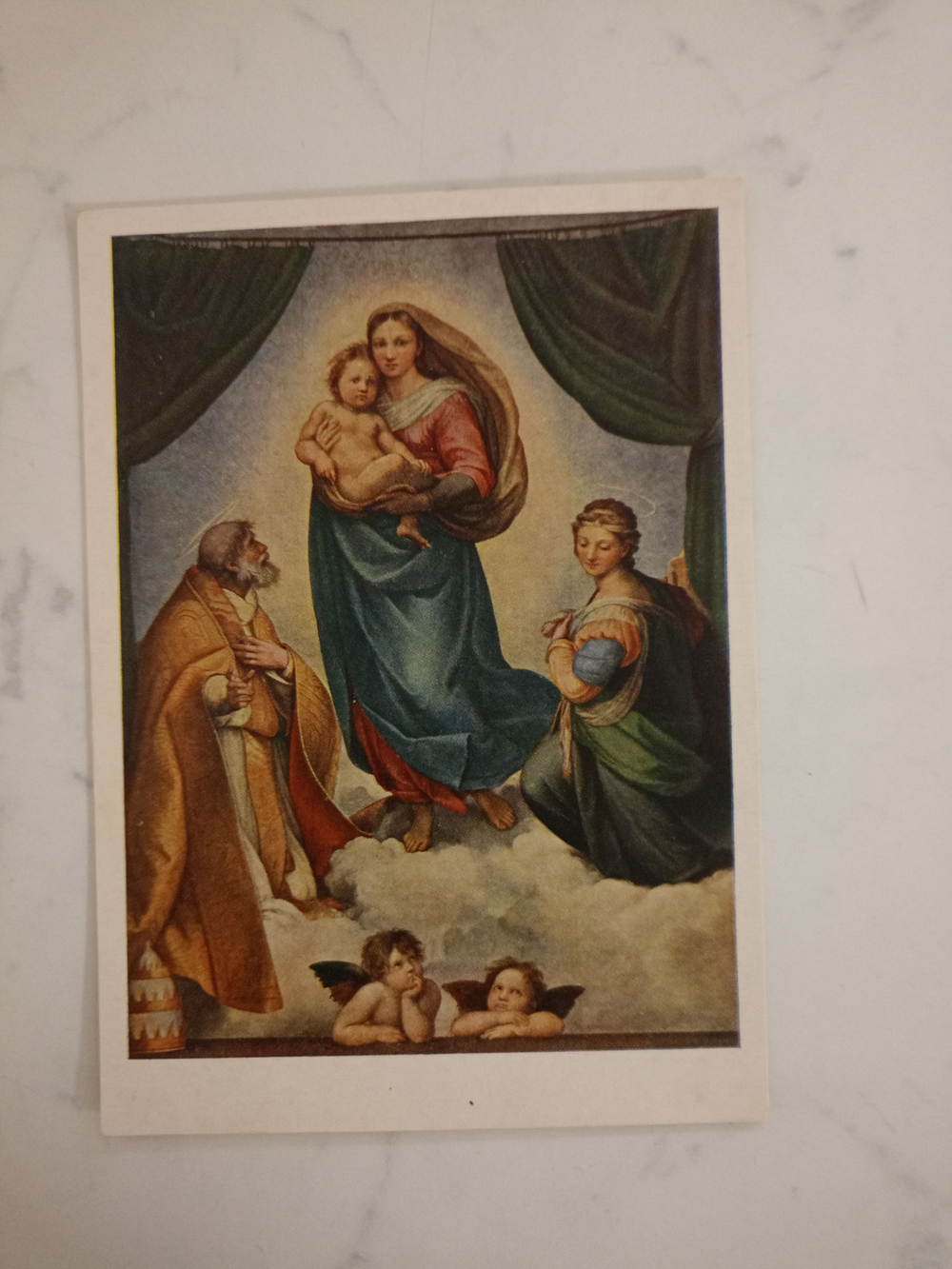 Винтажная открытка СССР Рафаэль Санта "Сикстинская мадонна"