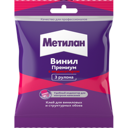 Клей для обоев Метилан 1430091 Винил Премиум с индикатором (пакетик), 100 гр. | Метилан