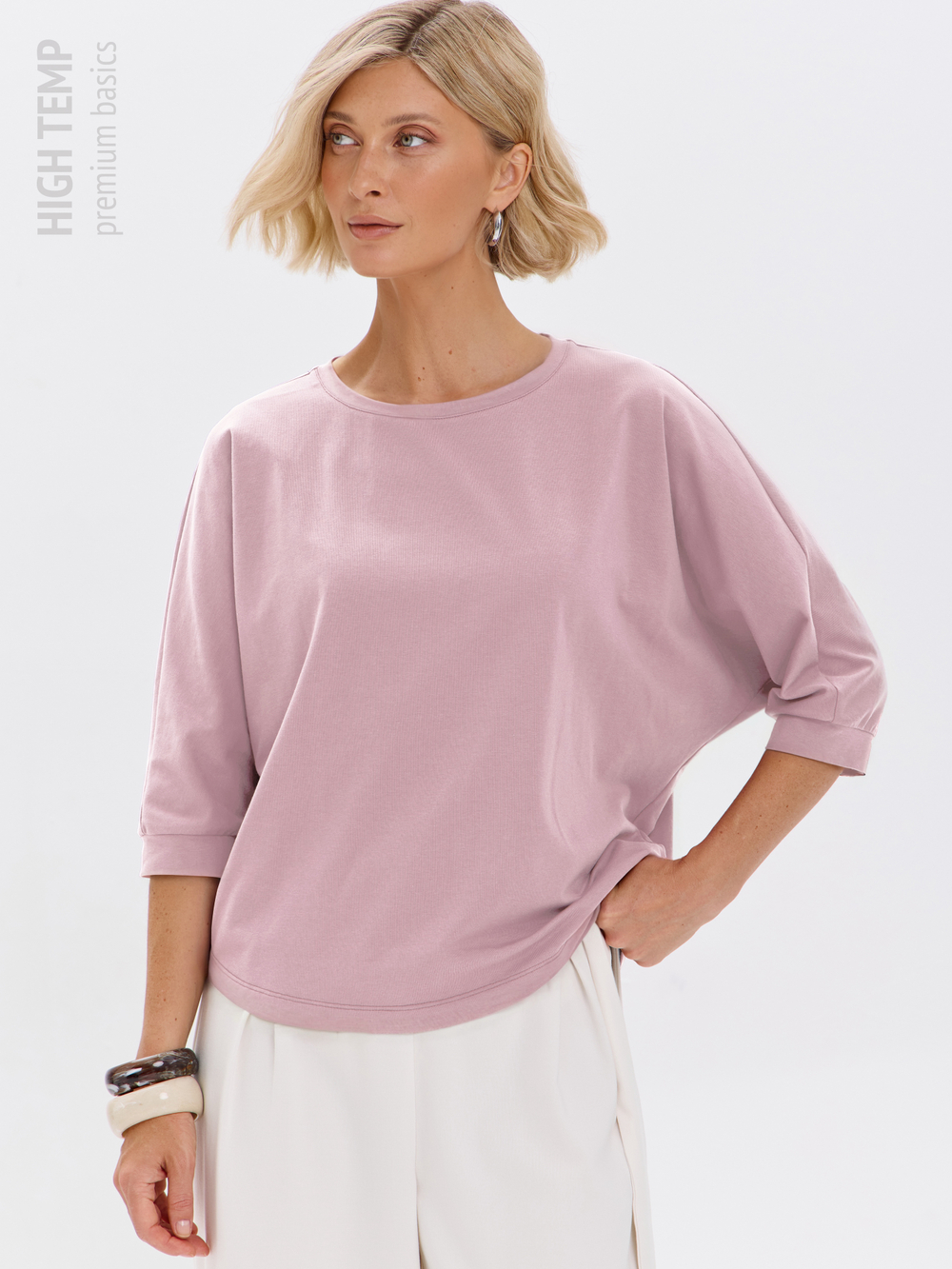 Свободная футболка летучая мышь с рукавом 3/4