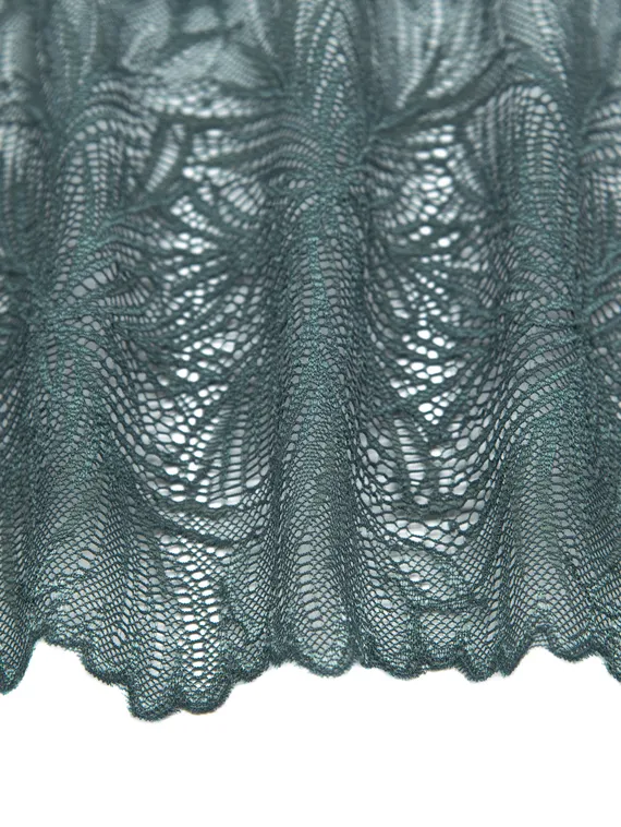 1079 Кружево эластичное 19 см, Италия, мандала, бальзамический зеленый