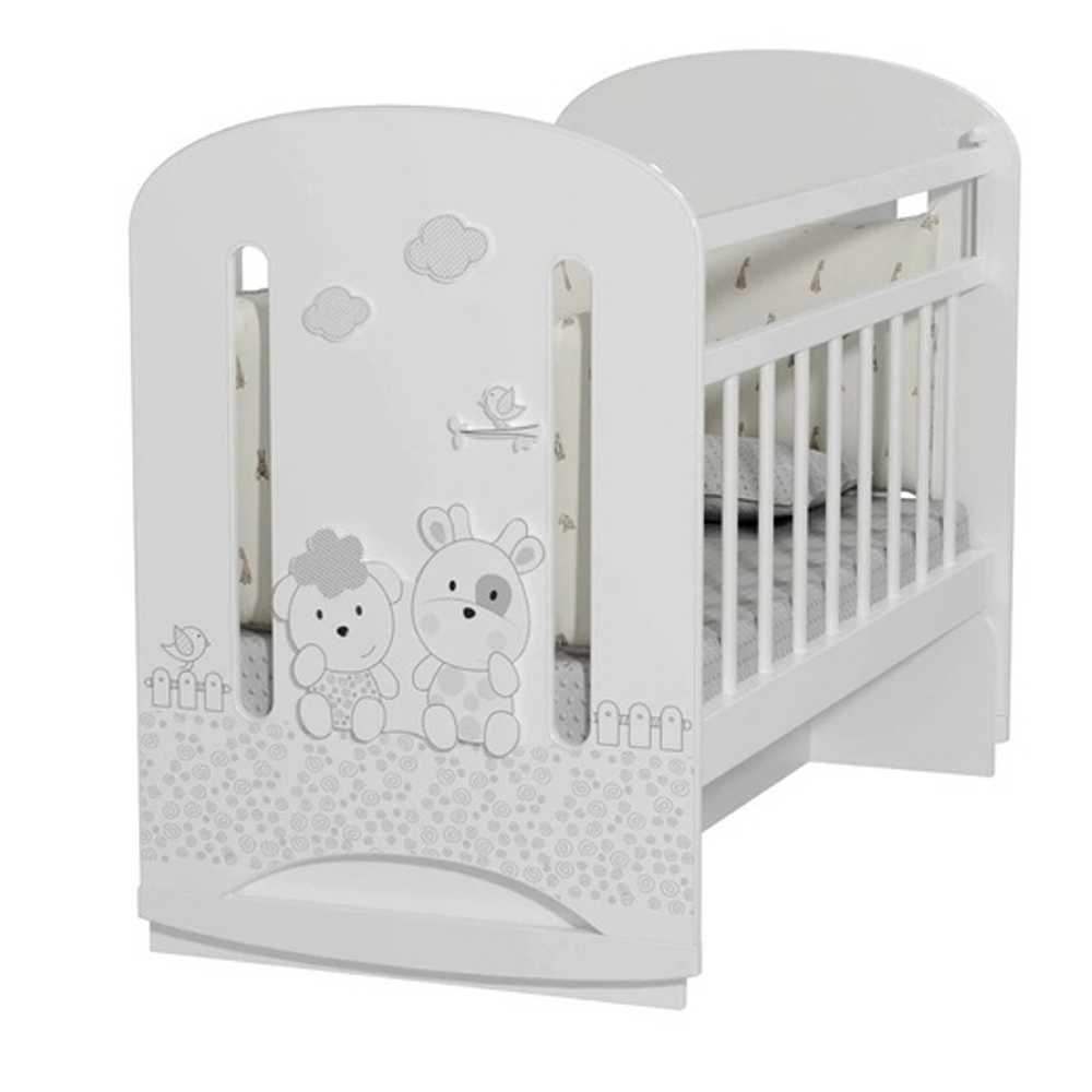 Кровать детская Fattoria Nuvola (колесо-качалка с маятником) (белый)