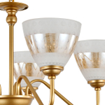 Люстра подвесная 5x40Вт E27, металл/стекло, черный/дерево, золото/шампань, белый/янтарный плафон