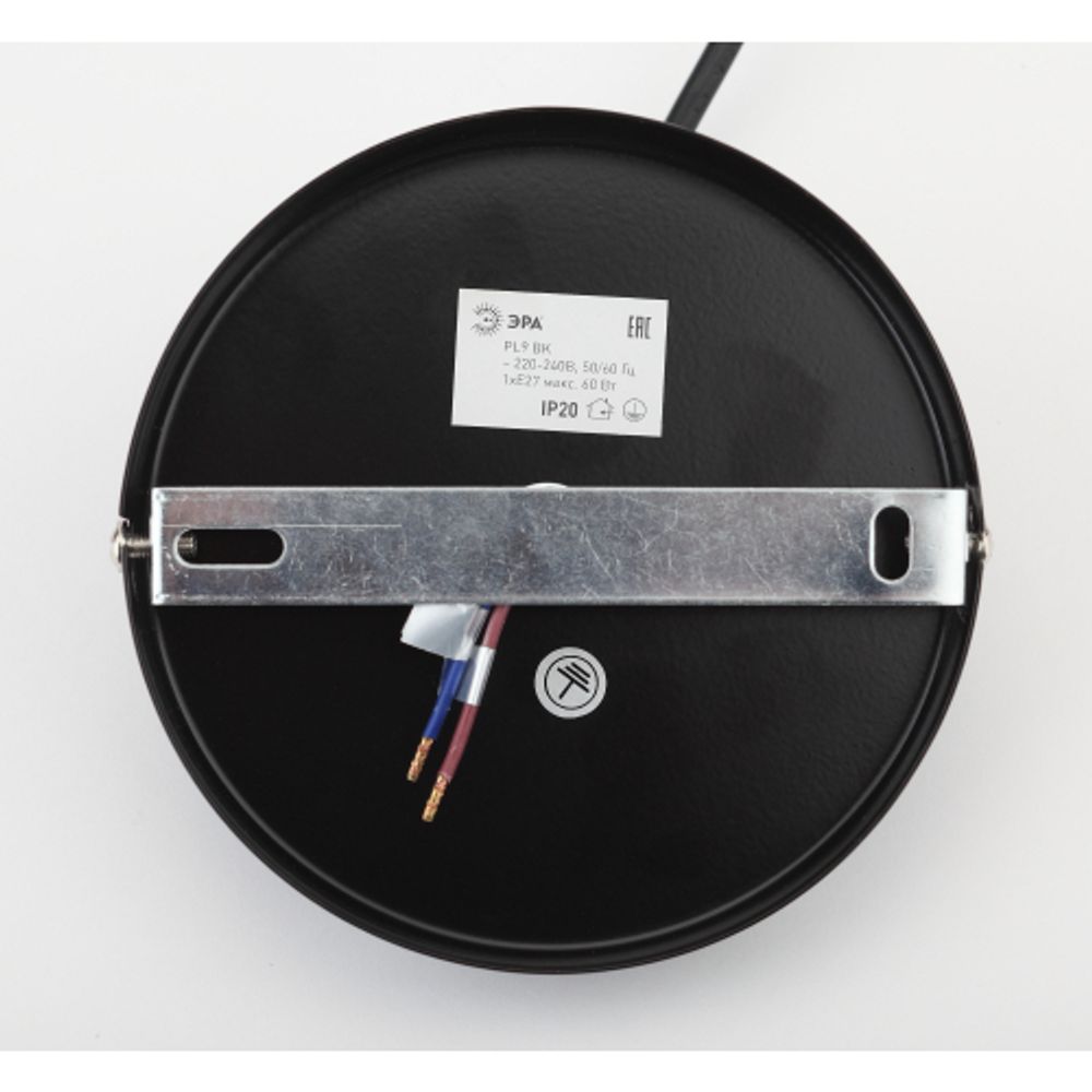 Светильник подвесной (подвес) ЭРА PL9 BK металл, E27, max 60W, высота плафона 230мм, подвеса 800мм, черный