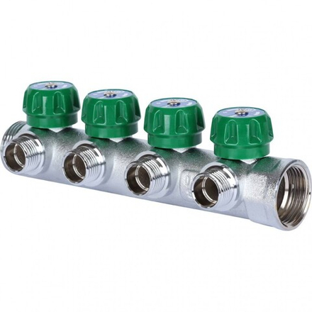 Коллектор распределительный 1", 4 отвода 1/2" EU