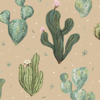 Кактусы (бежевый)