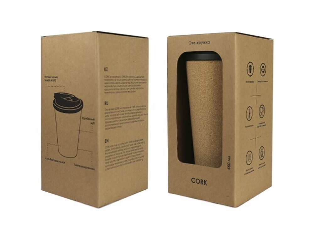 Термокружка 450 ml CORC CUP, древесный
