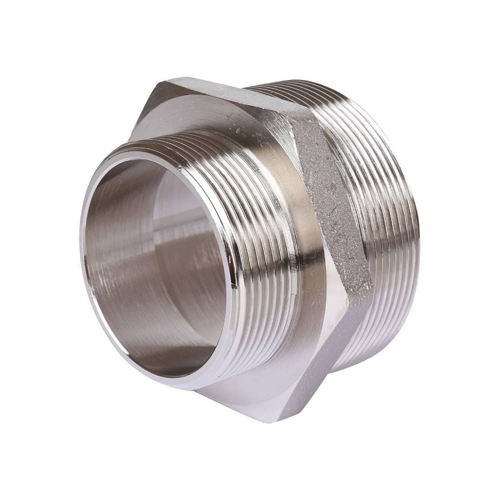 Ниппель редукционный STOUT SFT 0004 - 2"1/2 x 2" (для стальных труб, латунь никелированная)