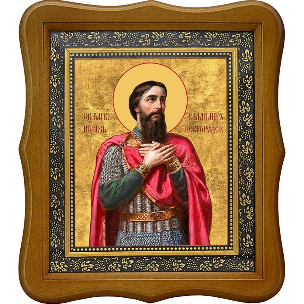 Владимир Новгородский Святой благоверный князь. Икона на холсте.