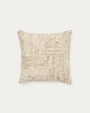 Чехол для подушки Anuba из жаккардовой ткани в бежевую и зелёную клетку 45 x 45 см