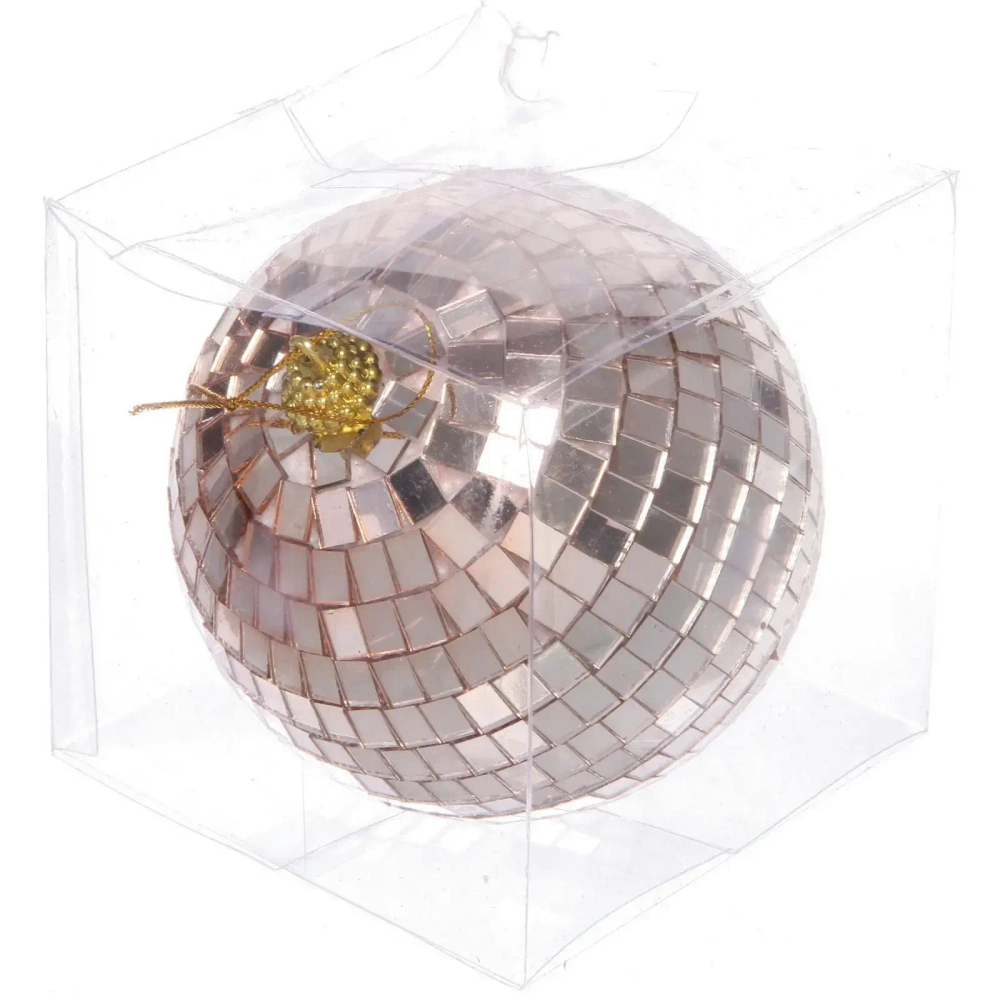 Новогодний шар 10 см «Shining Disco», Розовое золото