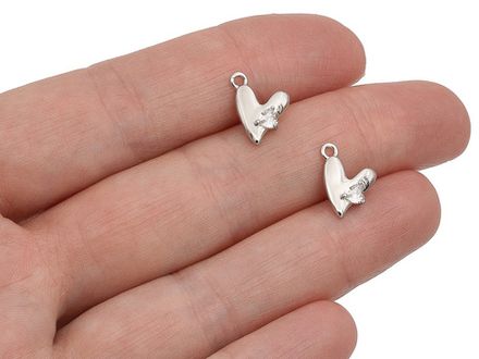 Подвеска Сердце с фианитом, 12мм