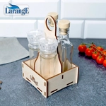 Набор стеклянных ёмкостей для специй 100 мл с мельницей 2шт, с пл.пробкой 2 шт на подставке