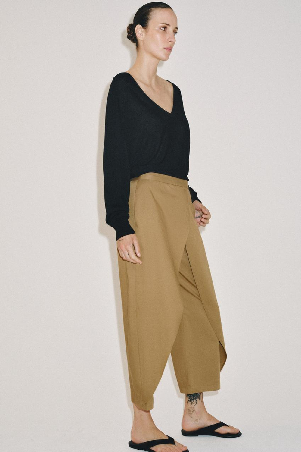 ZARA БРЮКИ С ЗАЩИПАМИ СПЕРЕДИ — ZW COLLECTION, РЫЖЕВАТО-КОРИЧНЕВЫЙ