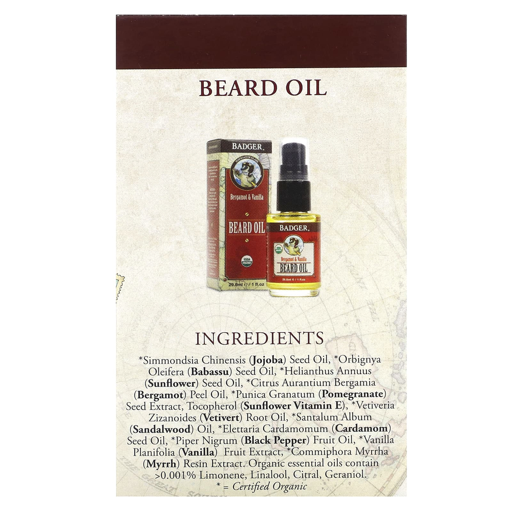 Badger, набор для ухода за бородой, бергамот и ваниль, набор из 2 предметов