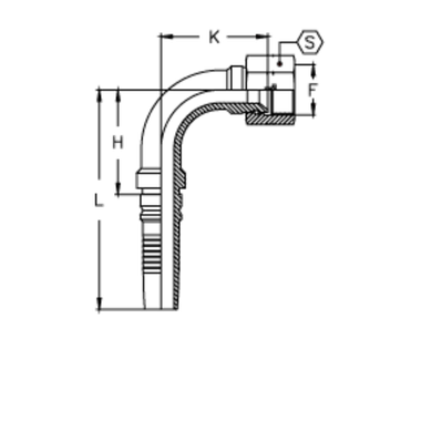 Фитинг DN 25 JIC (Г) 1.5/16 (90) Interlock TIEFFE