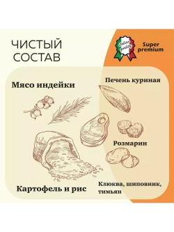 Корм для взрослых собак малых пород, индейка 2,5 кг