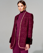 Жакет из премиального твида с меховой отделкой