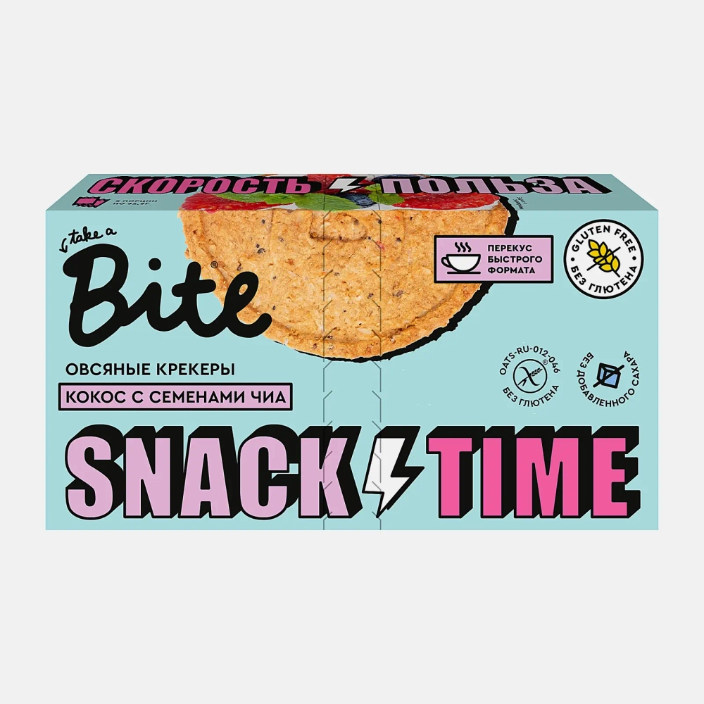 Крекеры Take A Bite овсяные кокос и семена чиа 125г