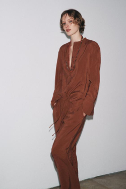 ZARA БРЮКИ ИЗ ЛЕГКОЙ ТКАНИ — ZW COLLECTION, КАРАМЕЛЬНЫЙ