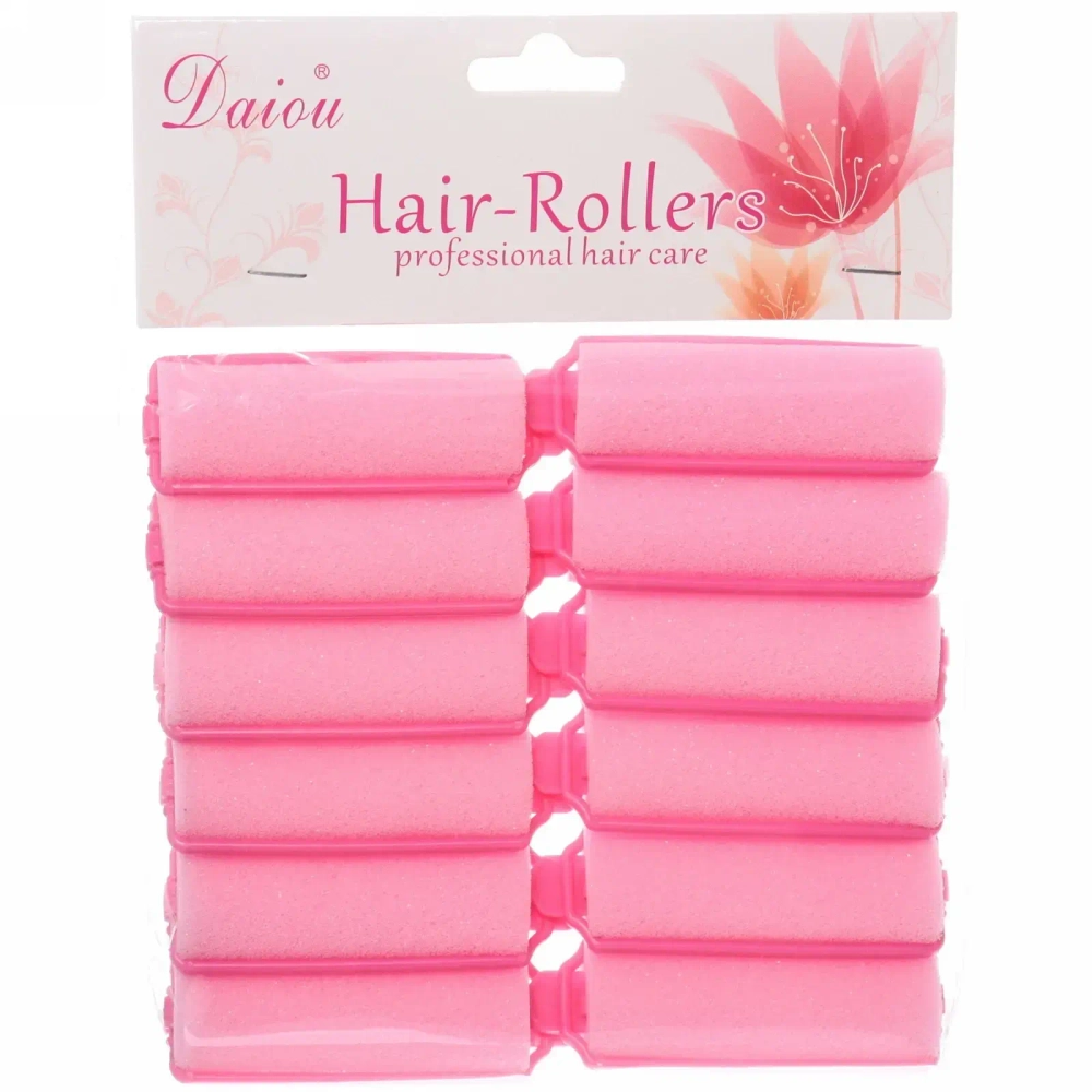 Бигуди поролоновые с зажимом 12шт, цвет розовый, d=20мм