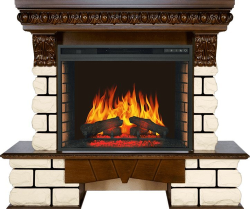 Каминокомплект Pierre Luxe LORD - Темный дуб / Белый с очагом Vision 28 EF LED FX