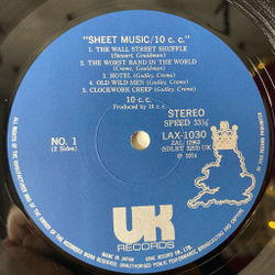Винтажная виниловая пластинка LP 10cc Тен Си Си Sheet Music (Japan 1978) (No Obi)
