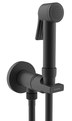 Комплект гигиенический с механическим смесителем BOSSINI PALOMA APICE E34002B.073 с лейкой и шлангом, цвет Чёрный матовый