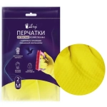 Перчатки латексные хозяйственные с х/б напылением Libry желтые M 240/12 30гр
