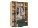Шкаф для одежды распашной с полками и штангой 4 створки Браш Графит/Дуб Юкон 160х 51х 223 см