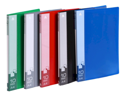 Папка с 10 файлами, 12 мм, 600 мкм, форзац, ассорти