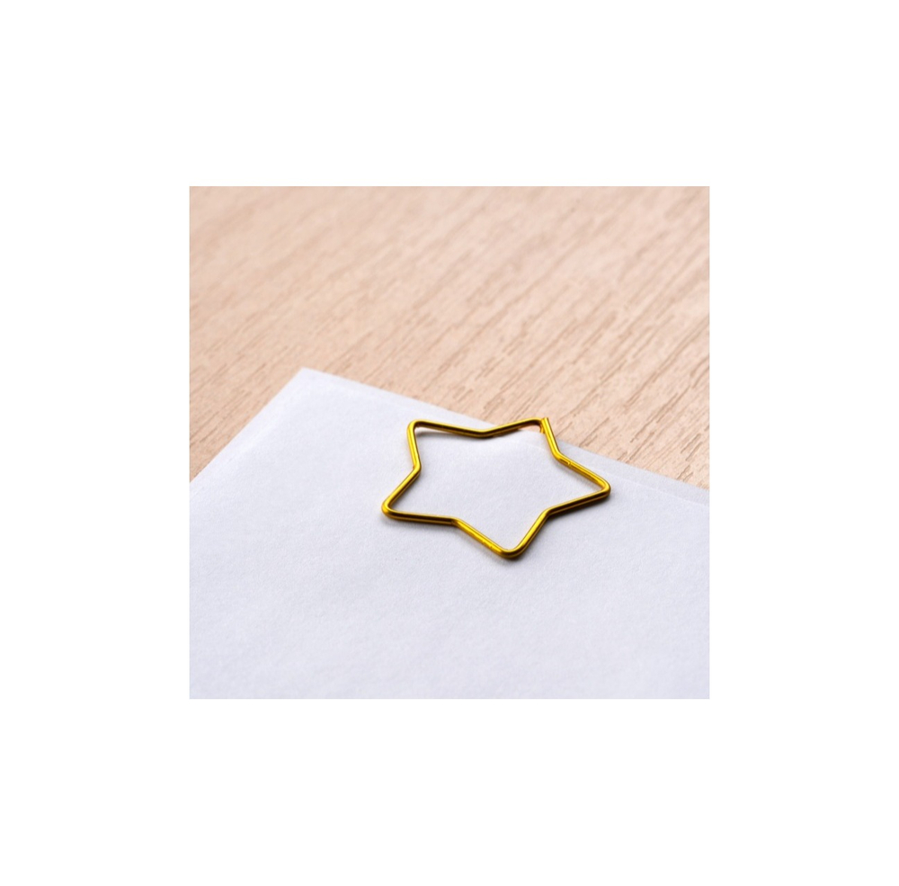 Скрепки фигурные звездочка L30 мм. 12 шт., пластиковая коробка, золотые Глобус