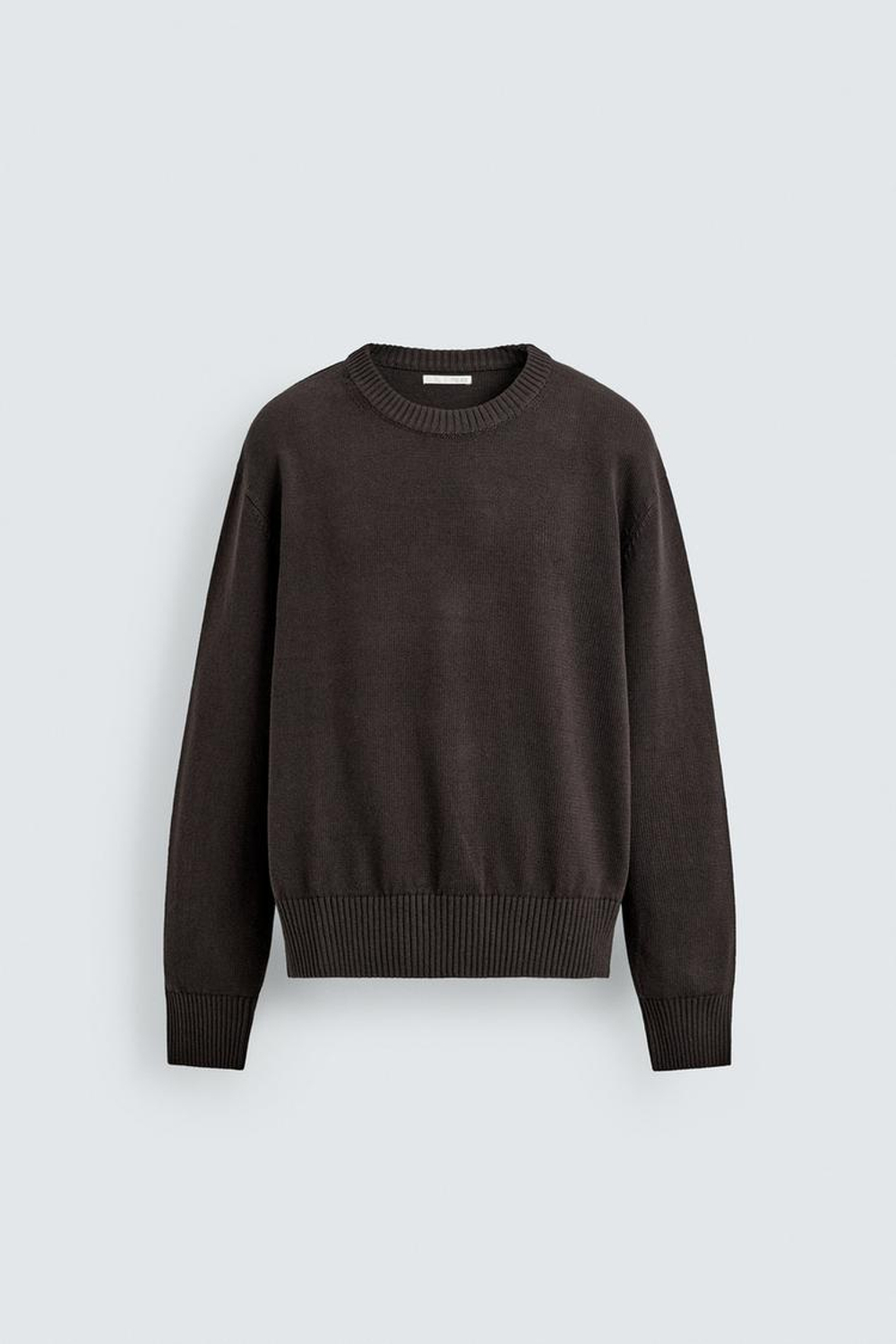 ZARA СВИТЕР ИЗ ХЛОПКА И ЛЬНА, КОРИЧНЕВЫЙ