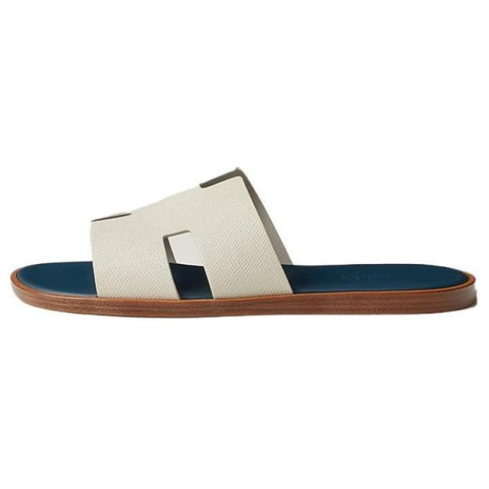 Hermes Izmere fashion set foot one-word slippers men's white, H221824Z HCL