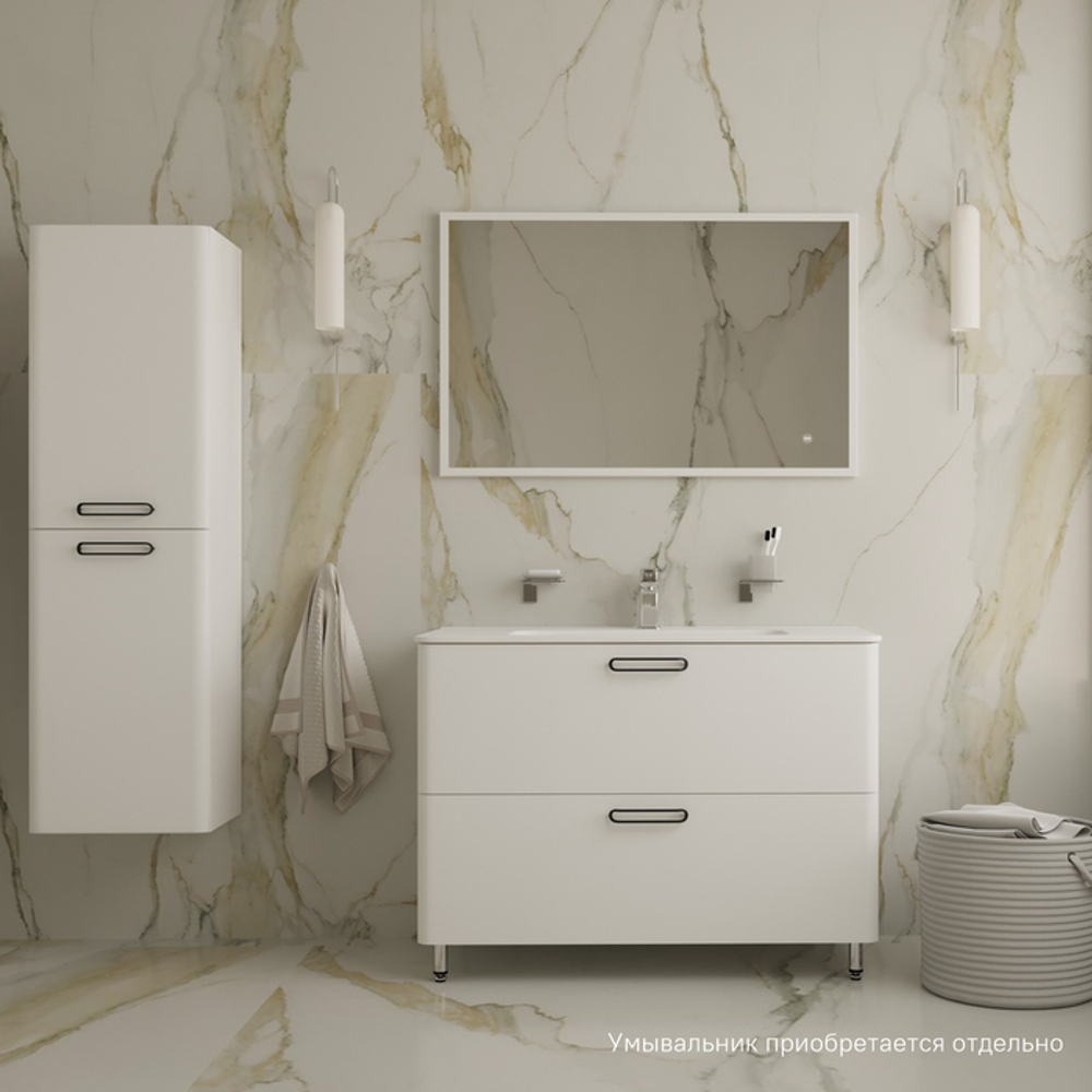 Тумба напольная IDDIS Brick, белая, 100 см, BRI10WFi95 подходит ум. 0101000i28