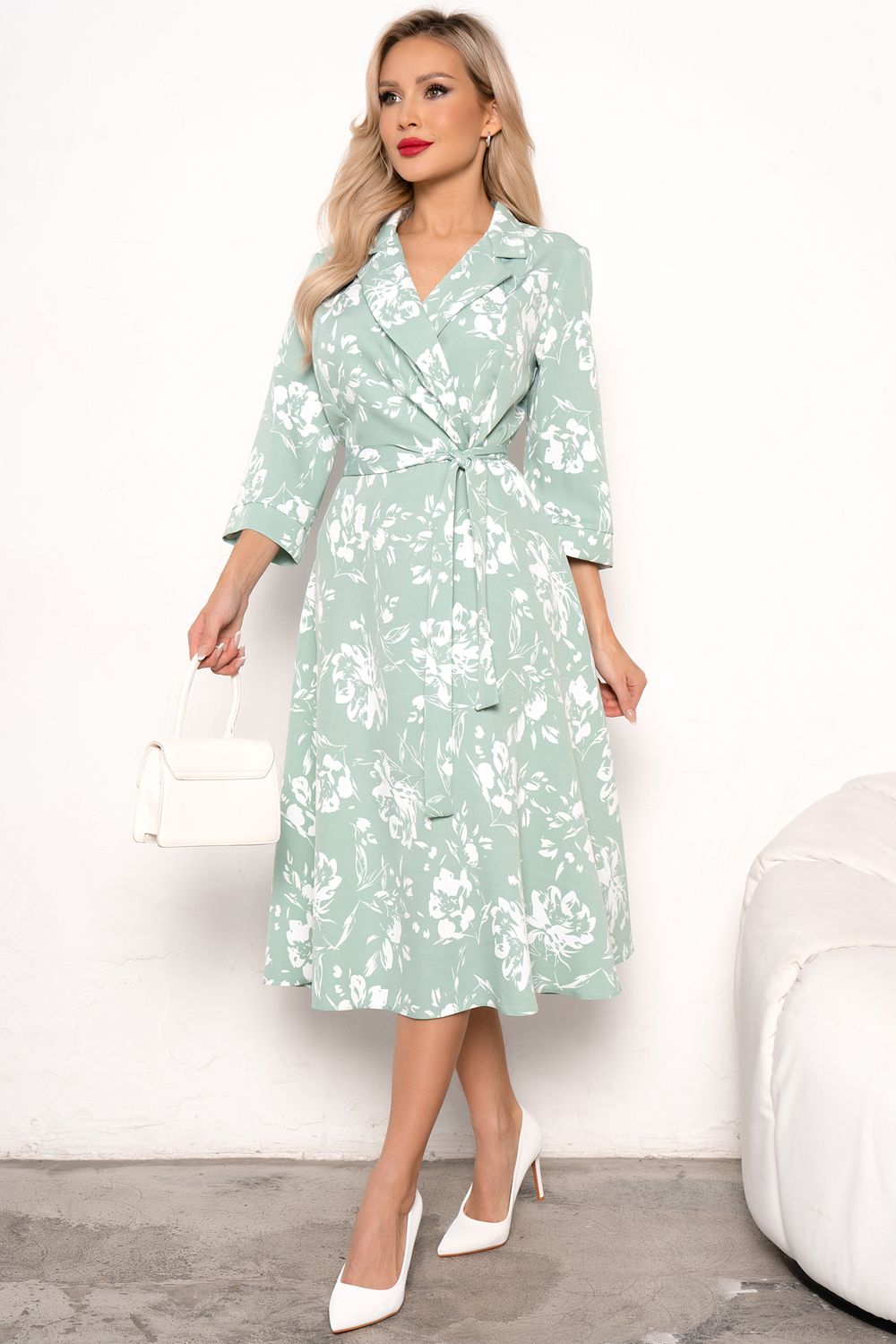 Платье Марта (мята/белый)-52р-р Р11-1189/8 Nikol